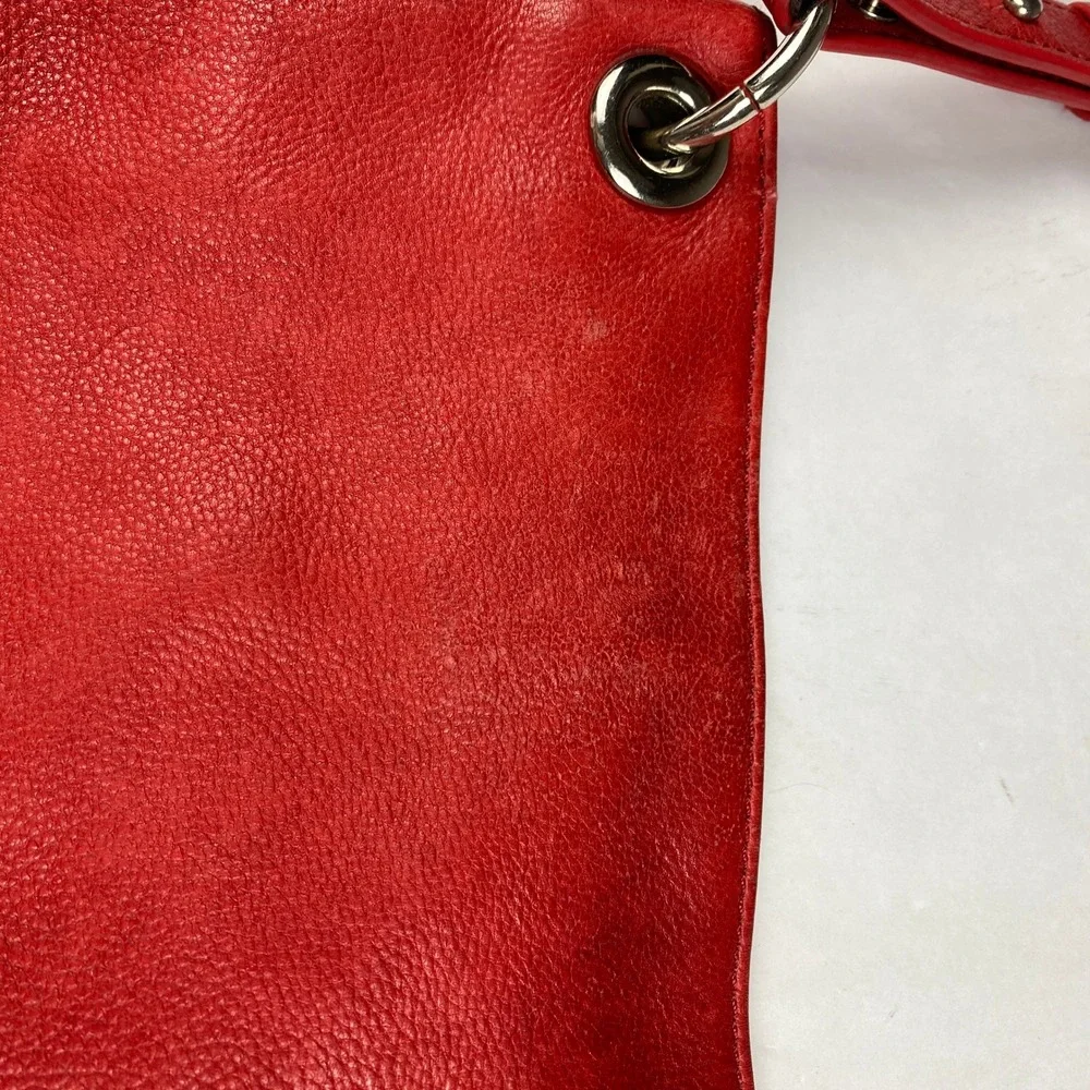 J.Jill Leather Purse Red Crossbody Hobo Bag - Flawed